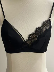 French Style Lace Bra Bralette Small Breasts No Underwire Triangle Cup Thin Strap Sexy Push Up Lingerie Set Women's Underwear