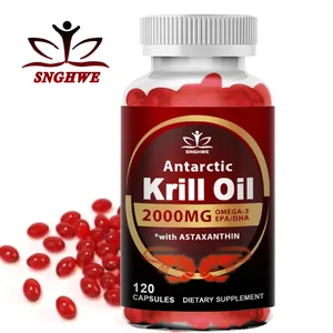 Antarktisk krillolje-2000mg per porsjon-med omega-3s EPA DHA og astaxanthin-støtter sunne ledd Hjerne hjerte og blodtrykk