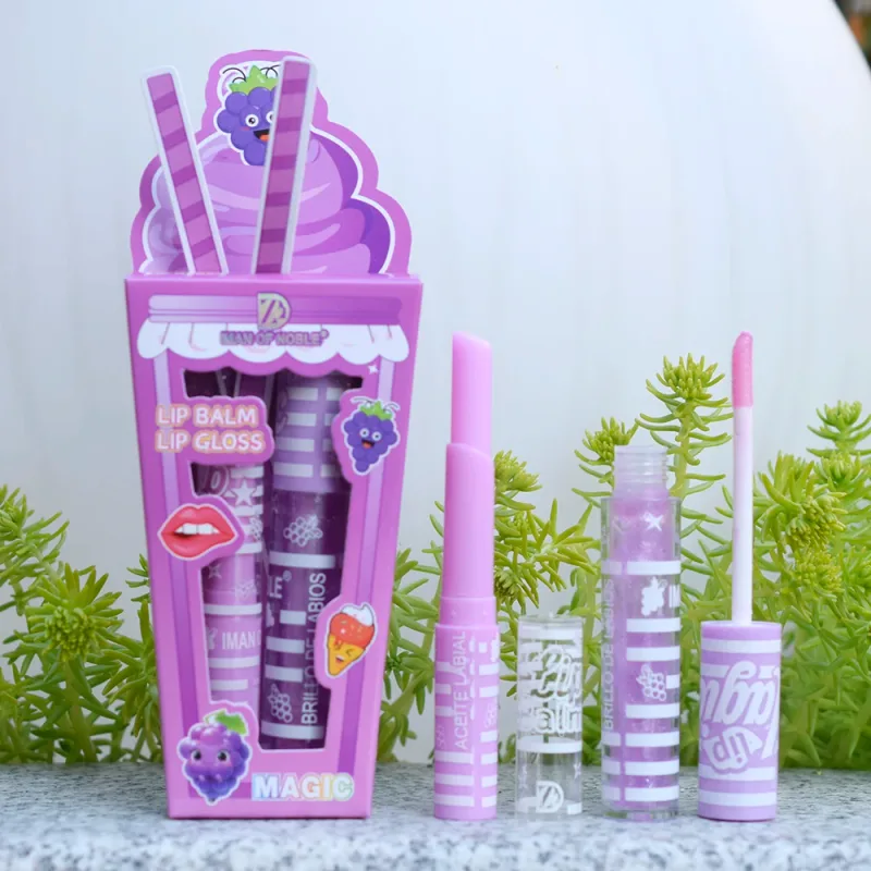 Блиск для губ Cute Ice Cream Shiny Lip Balm Set Girls Woman Waterproof Longlasting Natural Moisturizing Lips Makeup