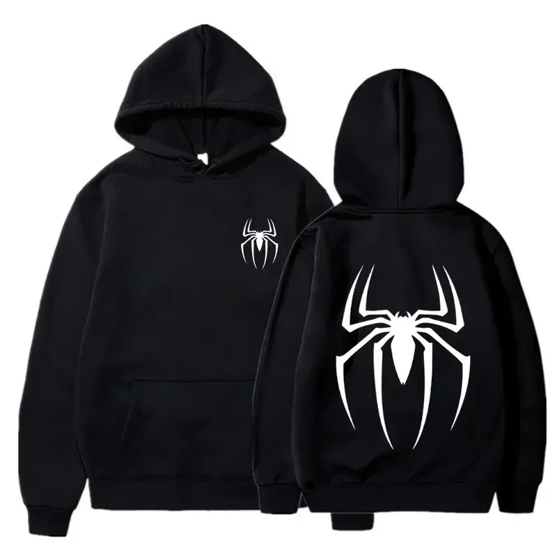 Herre Y2K Spider Print Hætte Streetwear Retro Tøj Løs Hip Hop Quirky Punk Sweatshirt Mode Par Sports Sweatshirt