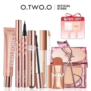 O.TW O.O-Kit completo de maquillaje, 8 Uds., incluye delineador de ojos, lápiz labial, colorete, ajuste facial, máscara en polvo, rizador de pestañas, protector solar cosmético