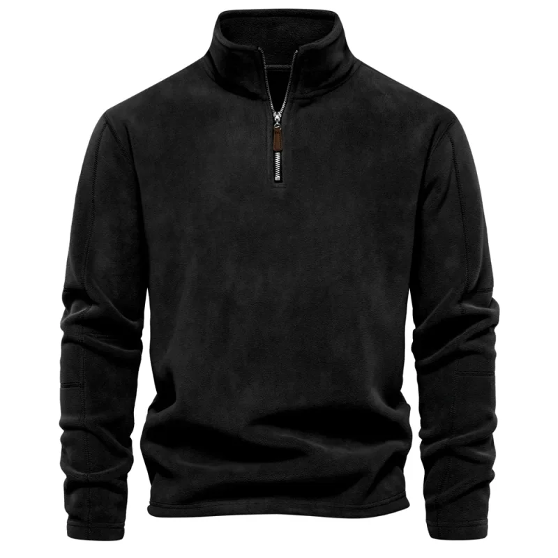Jaket Bulu Hangat Tebal Kualiti Jenama untuk Lelaki Pullover Leher Zip Jaket Lelaki Jaket Lelaki Cangkang Lembut