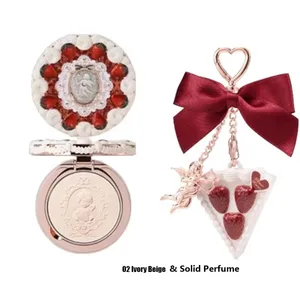 Flower Knows Strawberry Cupid Collection макияж жинағы Сығылған ұнтақ қатты парфюмерлік макияж жинағы Әйелдерге арналған толық жинақ Жасөспірімдер макияж