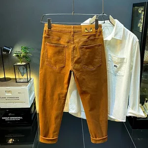 Menn jeans 2024 nye høstmote high-end rimelig luksus stretch fit all-match casual trendy denim lange bukser