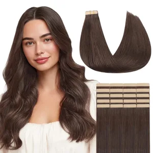Sunmofavo Tape Sa Remy Mga Extension ng Buhok ng Tao Makapal Silky Straight Natural Brown Invisible Tape 20Pcs Salon Grade Para sa Babae
