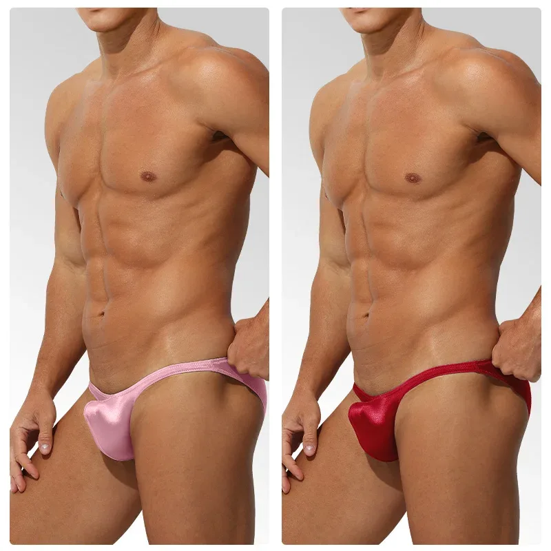 Låg midja is Silke Satin Herrunderkläder Tight Fit Sport StyleJJ Boosting Lyx Sensuell Trosor Ungdom Nylon Spandex