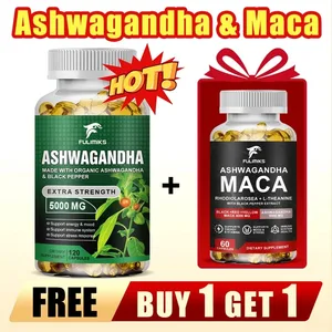 【Kjøp 1 Få 1 gratis】KSM 66 Ashwagandha Root Extract Capsules 5000mg med MACA - Støtt søvnhelse Stressfokus Hjerneenergi