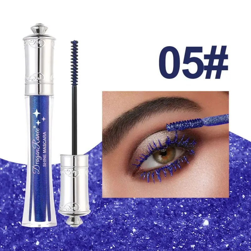 Maskara Berwarna-warni Berlian Berkilat Biru Berkilauan Maskara Kalis Air Berkilauan Bulu Mata Kecantikan Sambungan Solekan Mata Berkilauan Cepat Kering