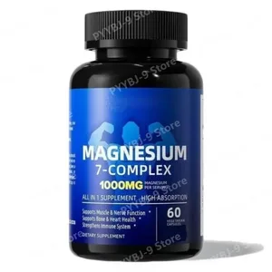 Magnesium 7 Complex Supplement with Glycinate Citrate Malate Chelate Zinc Vitamin D3 B6 for Sleep Muscle Relief 60 Capsules