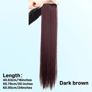 1pcs synthetic 16“20"24“ clip hair extension piece wig women's lightweight top replacement long straight hair