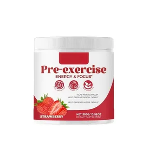 Poudre pré-entraînement, soutien à l'énergie et à la concentration, récupération musculaire, saveur de fraise, soins de santé quotidiens, 300g