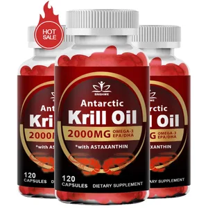 2000 mg krillolje fosfolipid omega-3 EPA & DHA fosfolipider og astaxanthin for immun- og hjertestøtte i leddene