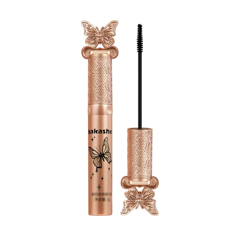 Kakashow Silk Fibre Matowy tusz do rzęs Makijaż Bardzo cienka szczoteczka wydłuża rzęsy Wodoodporna Szybkoschnąca Czarna Curling