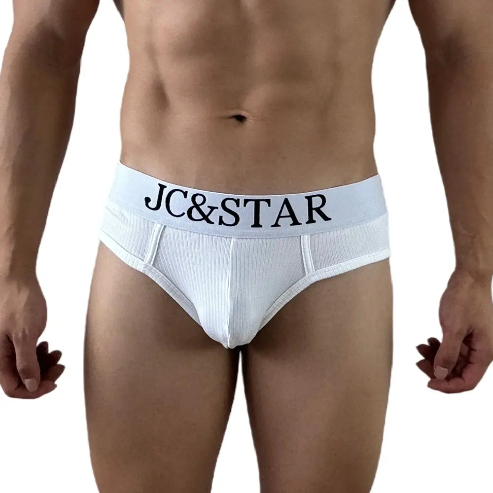 Slip intimo da uomo sexy dal design atletico dal taglio alto Mutande da uomo in cotone a costine Comfort sportivo Slip bikini da uomo Slip tanga