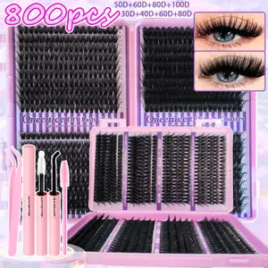 Řasy Cluster DIY Lash Extension Mixed Tray Clusters Řasy Fluffy Individual Lashes Prodlužování řas Cat Eye