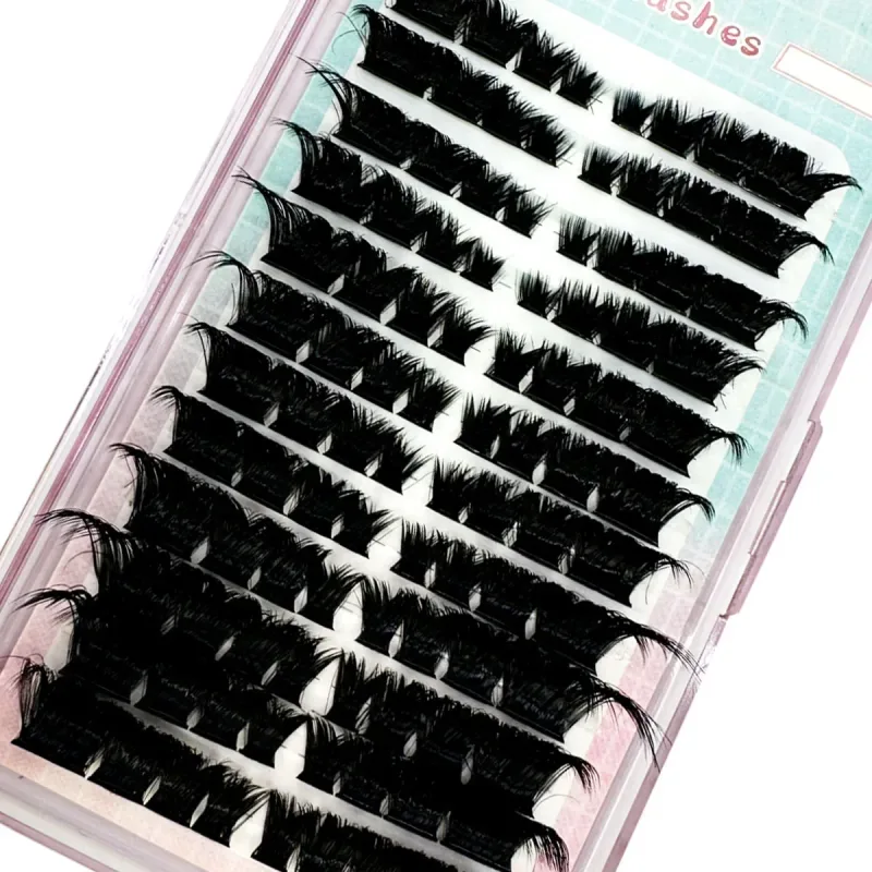 Ny tykk fluffy Single Mix 3D Segmented Natural Minkr øyenvippeforlengelse Fox Eye Effect VipperKlynge Individuelle falske øyevipper
