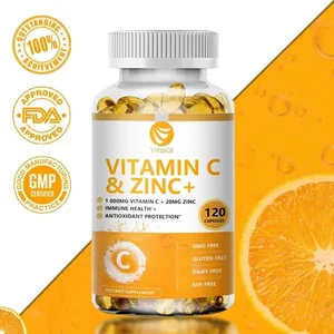 Vitakit Vitamin C 1000mg med sink 20mg 120 kapsler Vitamin Kosttilskudd | Ikke-GMO og glutenfri vegansk