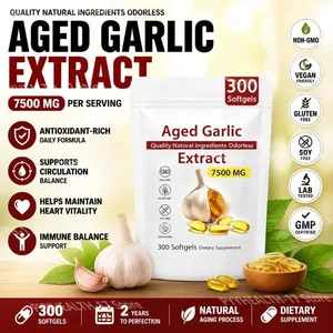 Ekstrak Bawang Putih Tua Gel lembut Tidak Berbau Menyokong Keseimbangan Imuniti Formula Harian Kaya Antioksidan 7500 Mg Kecergasan Jantung 300 Softgel