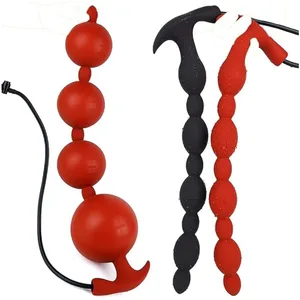 Consolador Anal inflable Extra largo con tapón Anal, enorme silicona, tamaño ajustable, grande y grueso, 4 bolas con Base en T, Juguetes sexuales para adultos