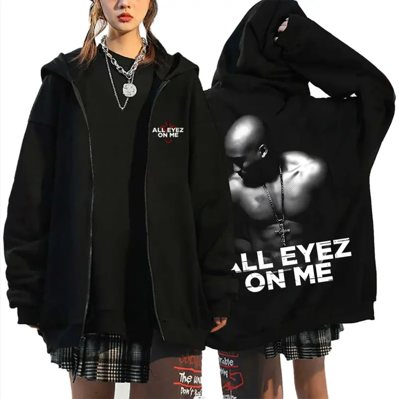 Рэпер Тупак 2pac All Eyez on Me Толстовка на молнии с крестом для мужчин и женщин в стиле хип-хоп модные толстовки на молнии Мужская повседневная уличная одежда большого размера