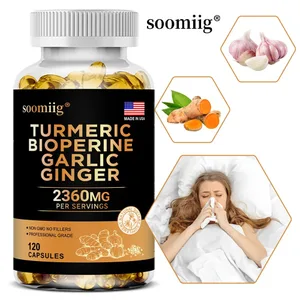 Suplemen Kunyit dan Bawang Putih 4-dalam-1 dengan Bioperine 2360 mg Kapsul Akar Halia untuk Pencernaan Sendi & Sokongan Kesihatan Imun