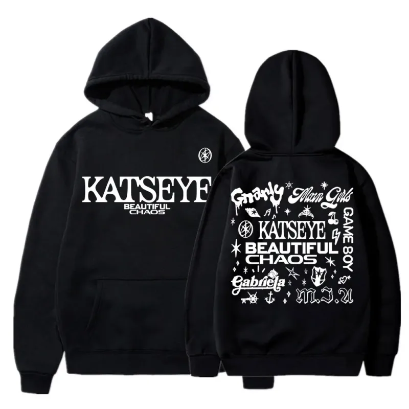 KPOP Katseye Güzel Kaos Albümü Tur Kapüşonlular Moda Retro Harajuku Erkek Kadın Spor Giyim Polar Büyük Beden Eşofman Sokak Giyim