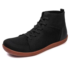 Mid Top Barefoot Shoes for Men Women Wide Toe Box Minimalist Sneakers Breathable Knit Zero Drop Wide Fit Casual Walking Shoes