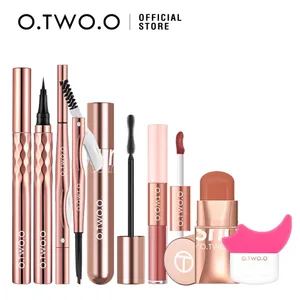 O.TWO.O-Kit de maquillaje 2 en 1, lápiz labial para cejas, delineador de ojos negro, máscara de fibra 4d, juego de maquillaje profesional completo, 6 uds.
