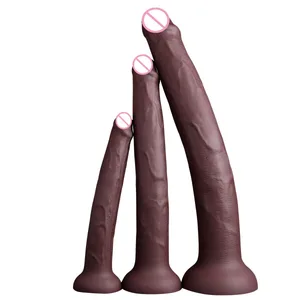 Lang dildo Realistisk slangeform Enkeltlags silikon Stor penis myk analsexleketøy Sugekopp Pikk for kvinner G-punkt Orgasme 18+