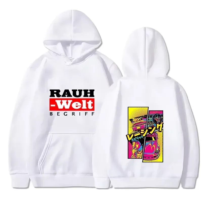 Rauh Welt Hoodie Araba Widebody Tuning JDM Yarış Pop Art Comic Estetik Siyah Büyük Boy Rahat Kazak Uzun Kollu