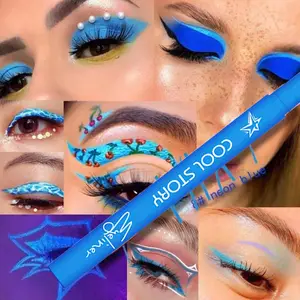 12 Warna UV Pendarfluor Celak Gel Pen Kalis Air Kering Pantas Neon Celak Warna-warni Putih Biru Ungu Muzik Solek Mata Parti
