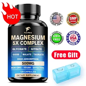 Magnesium Pills Supplement 5 in 1 Complex Glycinate Citrate Malate Taurate Oxide Support Stress Muscle Bone Heart Sleep